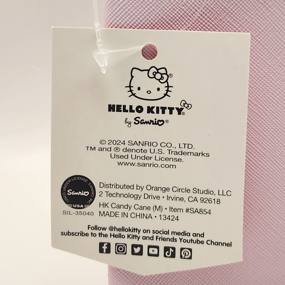NWT Hello Kitty Candy Cane Small Pink Pencil/ Makeup Pouch Gold Zipper - Picture 5 of 7